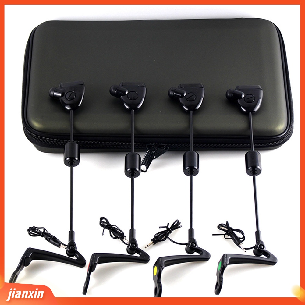 (In Stock) 4Pcs /Set 4led Indikator Warna Gigitan Alarm Memancing Swinger Set Dengan Kantong Penyimpanan