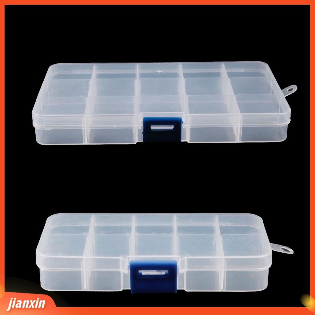 (In Stock) 10/15 Grids Detachable Transparan Plastik Kail Pancing Wadah Kotak Penyimpanan