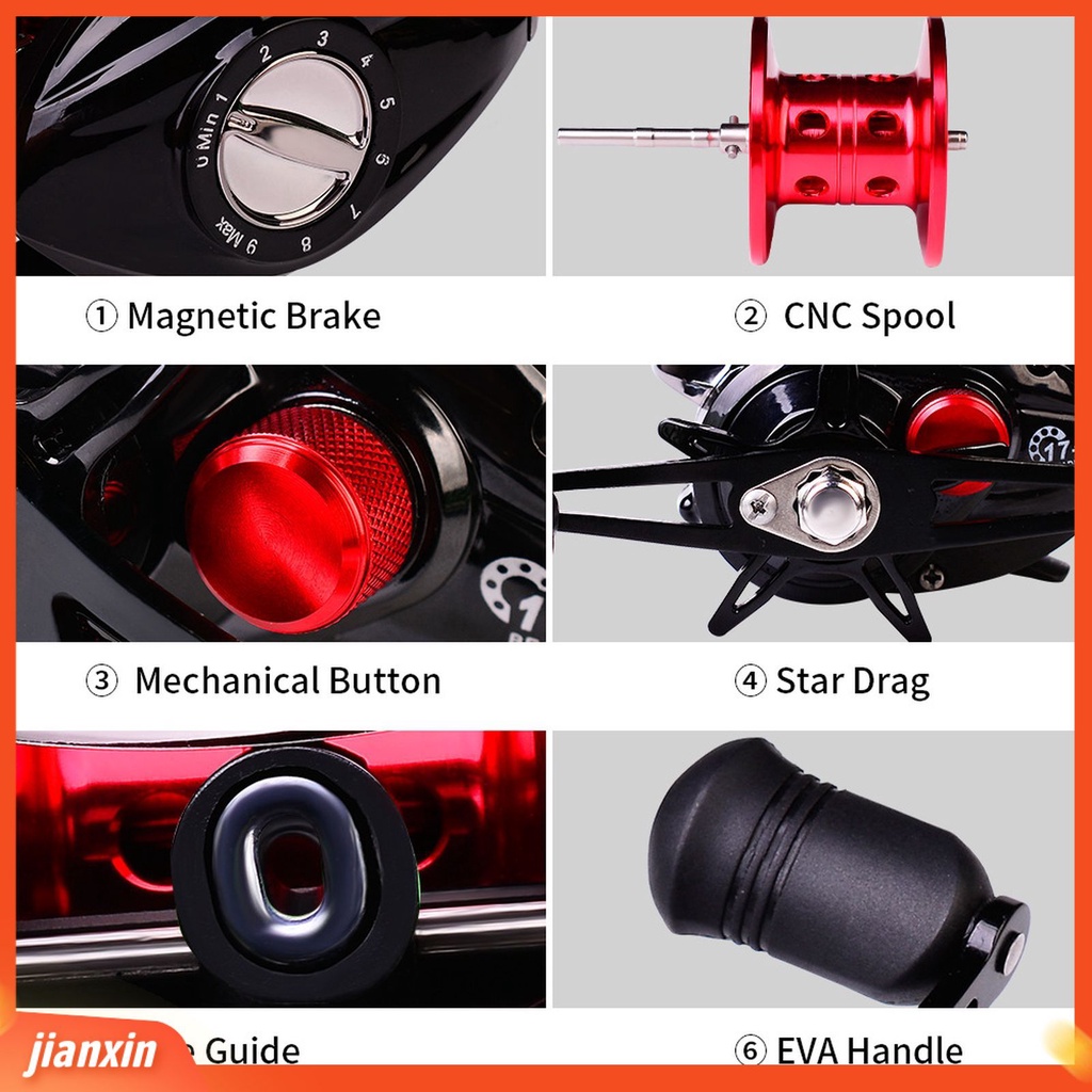 (In Stock) Gulungan Pancing 7.2:1 Gear Ratio Multifungsi Metal 17 +1 Axis Seafishing Wire Reel Untuk Memancing