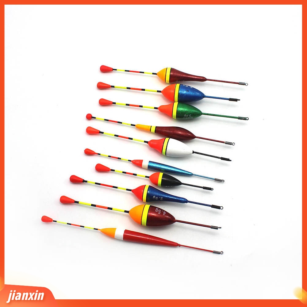 (In Stock) 10Pcs Pelampung Pancing Pelampung Bobber Stick Berfluktuasi Aksesoris Mix Ukuran Warna