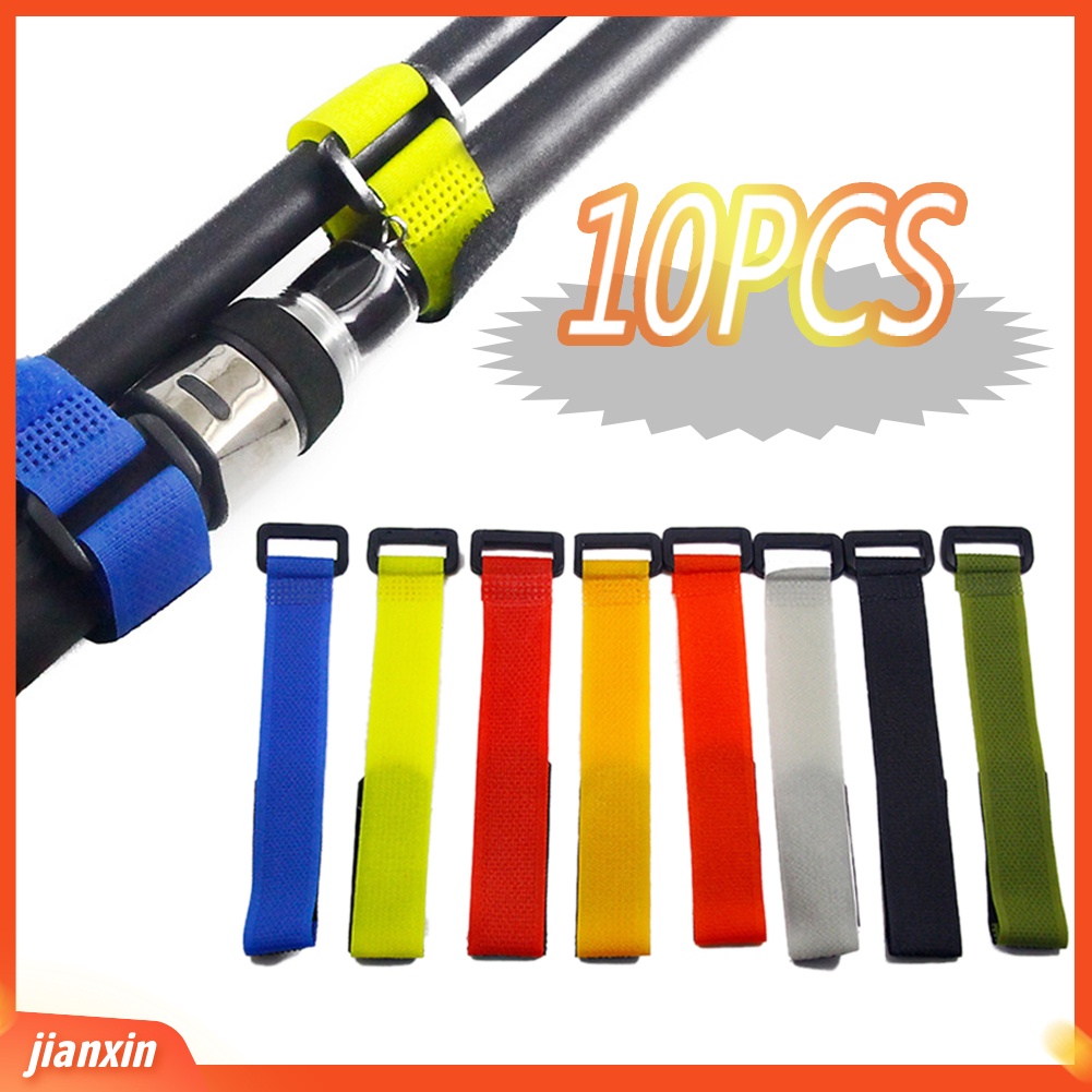 (In Stock) 10Pcs Reusable Fishing Rod Tie Tape Ajaib Band Tali Sabuk Aksesoris Ikan