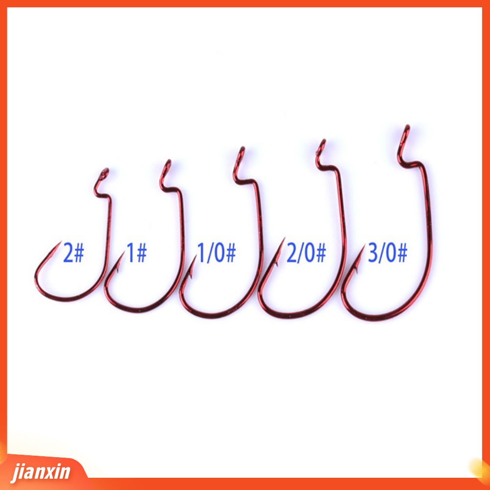 (In Stock) 50Pcs Baja Karbon Tinggi Tahan Lama J-shaped Barb Jig Hooks Fishhooks Alat Pancing