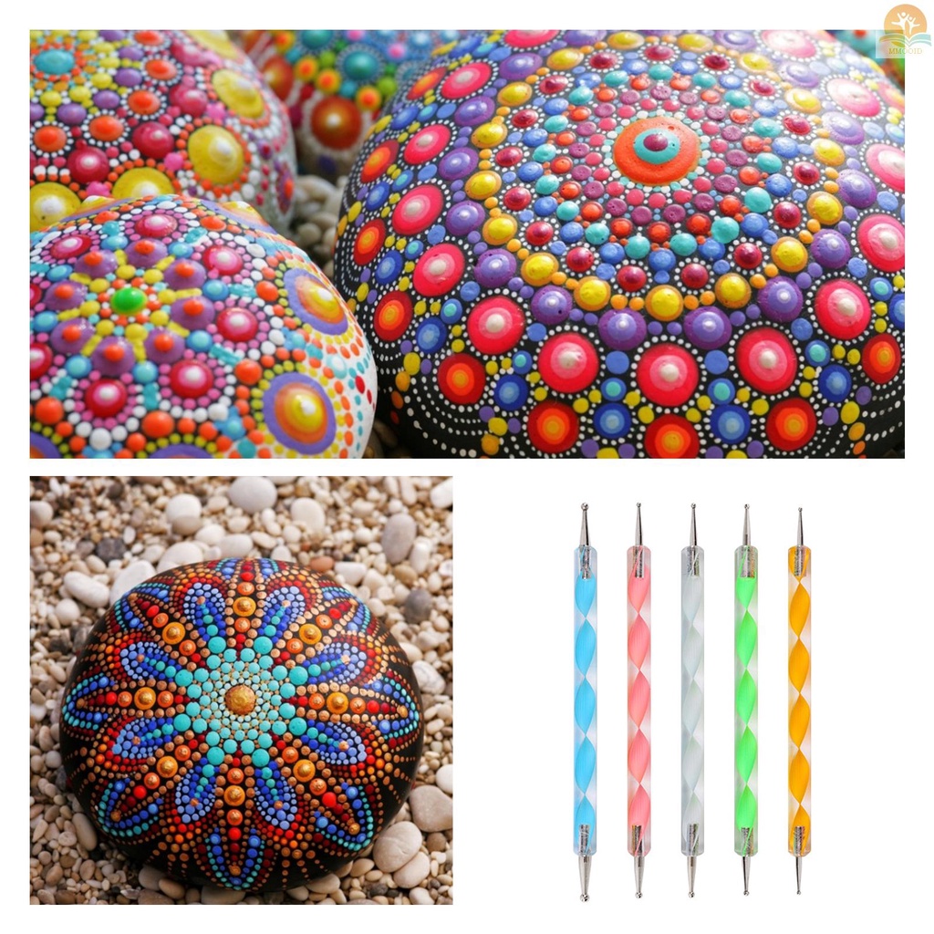 In Stock 33pcs Mandala Dotting Tools Set Dengan Stensil Palet Cat Kuas Bola Stylus Pen Untuk Melukis Batu Kuku Mewarnai Kanvas Gambar Seni