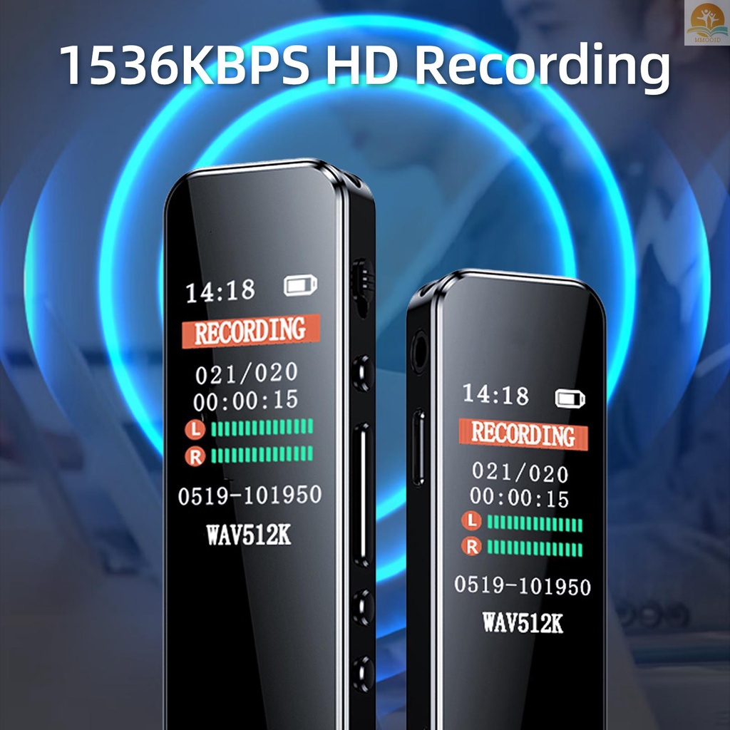 In Stock Perekam Suara Peredam Kebisingan Dengan Playback Portable Type-C USB2.0 Transmisi 1536KBPS Perekam HD Perekam MP3 Player Audio Digital Voice Activated Recorder Untuk Kuliah Meeti