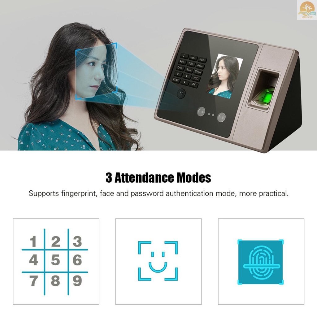 In Stock Mesin Absensi Sidik Jari Biometrik Cerdas Dengan Layar Tampilan HD Jam Waktu Mendukung Wajah Sidik Jari Password Karyawan Cek-in Recorder Reader Support