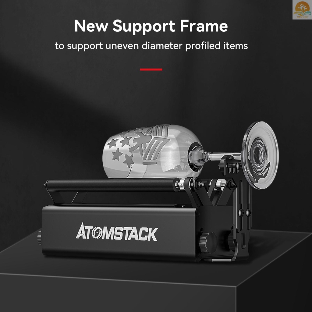 In Stock ATOMSTACK R3 PRO Roller Untuk Benda Tidak Teratur Silinder Dengan360° Sumbu Ukir Putar 8penyuaian Sudut Penyangga Frame Grafir Diameter Sekecil 4MM Kompatibel