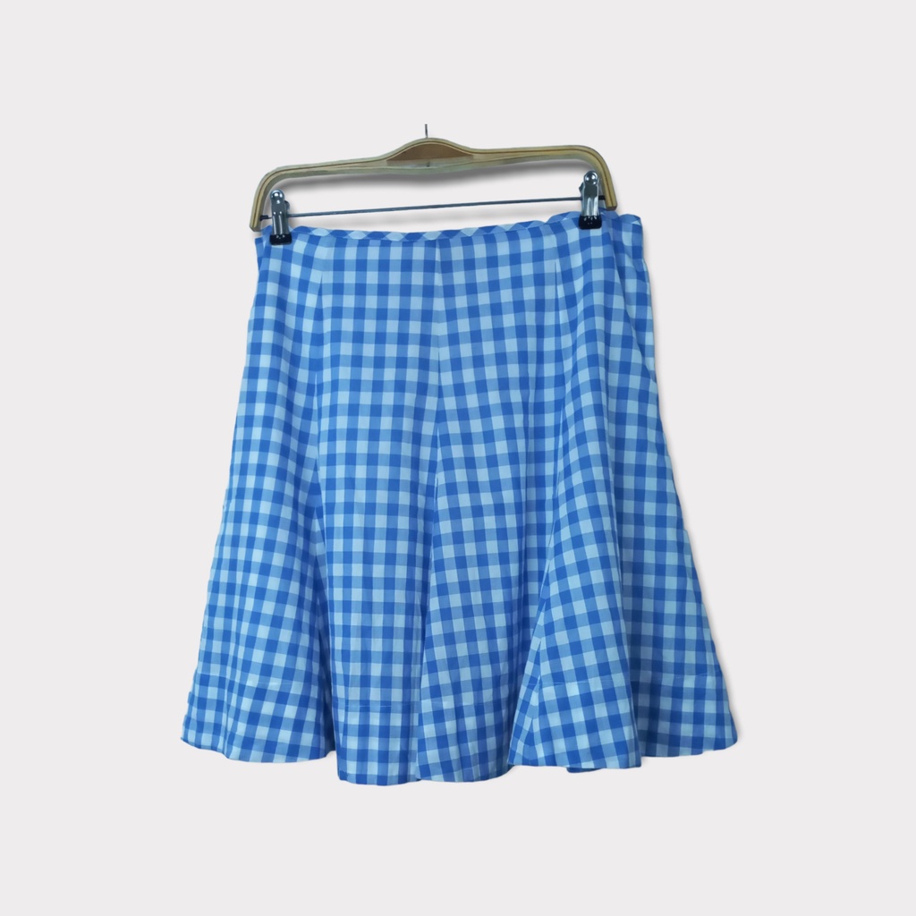 Chaps - Rok Pendek Motif Kotak Kotak Warna Biru Putih Plus Furing