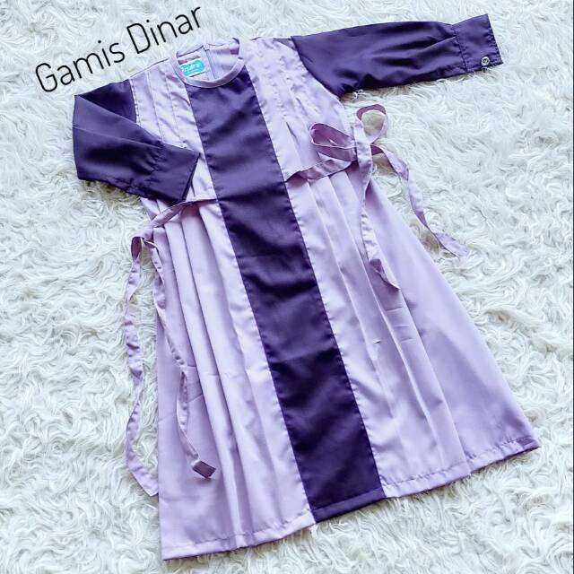 GAMIS KATUN TOYOBO ANAK & DEWASA "' GAMIS DINAR '"  WARNA UNGU TUA - UNGU MUDA