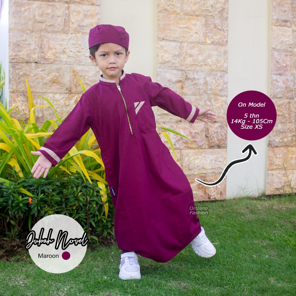 Jubah Novel Orizano - Gamis koko Anak Lengan Panjang Polos Cowok