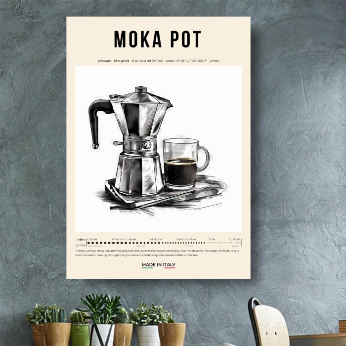 Poster COFFEE Poster CAFE hiasan dinding kopi Poster Cafe MOKA POT