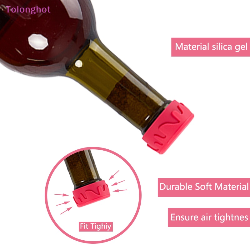 Tolonghot&gt; 8Pcs Wine cap Tutup Wine Silikon Untuk Botol Ganti Sumbat Botol Hadiah Wine-Anggur Stopper seal Reusable Bottle Caps well