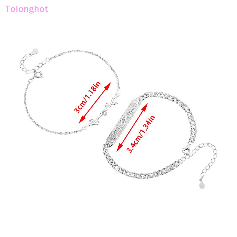 Tolonghot&gt; Gelang Pasangan Cabang Kepribadian Fashion Warna Silver Pasangan Peringatan Sederhana Gelang Rantai Pergelangan Tangan Hadiah Untuk Wanita Perhiasan well