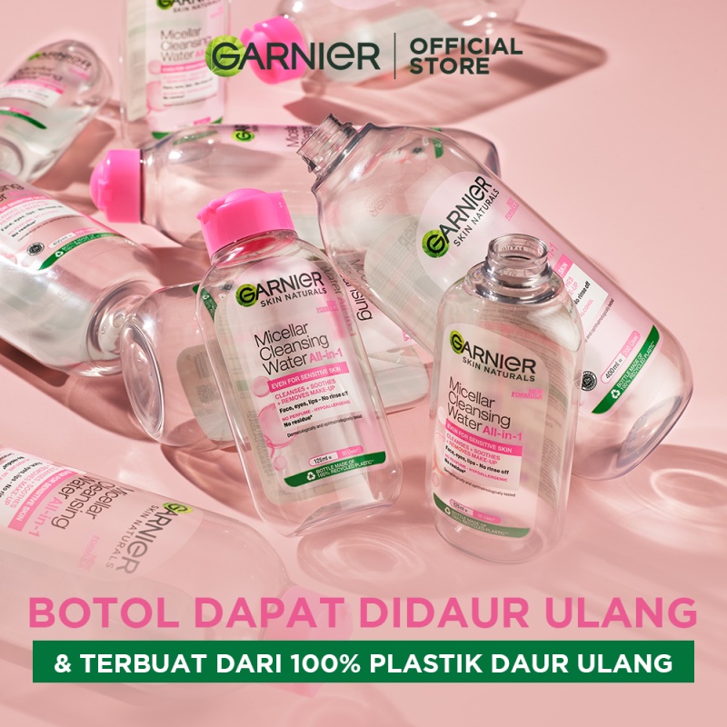 Garnier Micellar Cleansing Water Pink Skin Care - 400ml (Pembersih Wajah & Make up Untuk Kulit Sensitif) Image 6
