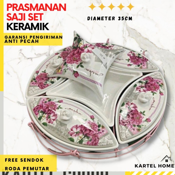 Wadah Saji Prasmanan Set Keramik Peralatan Makan Set - CANCI RED SMALL