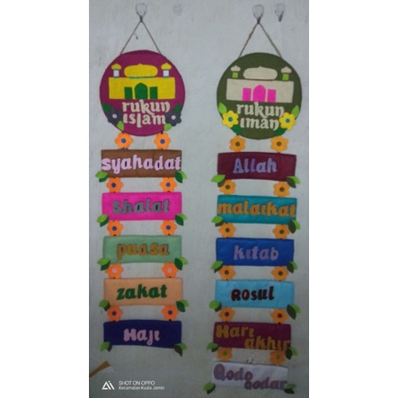 hiasan dinding rukun iman rukun Islam flanel murah bisa COD