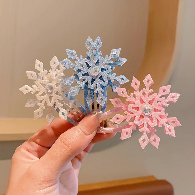 2pcs Snowflake Wanita Kristal Berlian Imitasi Hair Pin Klip Jepit Rambut Barrette2023