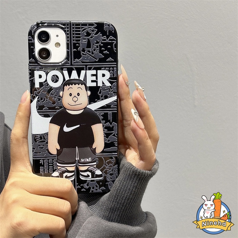 IPHONE Kartun Merek Trendi Fashion Ponsel Case Cocok Untuk Anak Laki-Laki Kompatibel Untuk Iphone14 13 12 11 Pro Max X Xr Xs Max8 7 6 6s Plus SE 2020 Shockproof Frame Pelindung Hitam Soft Case