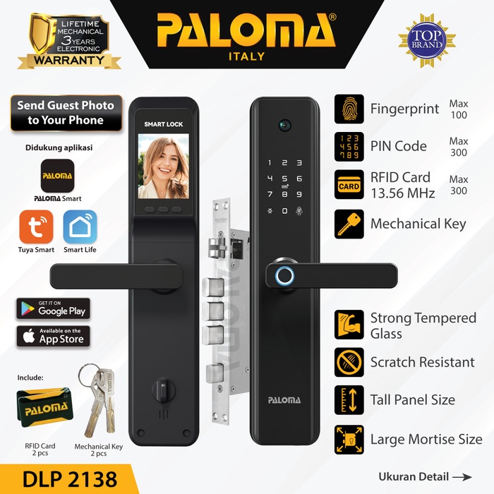 PALOMA Smart Lock Camera Door Viewer Kunci Pintu Handle Digital DLP 21