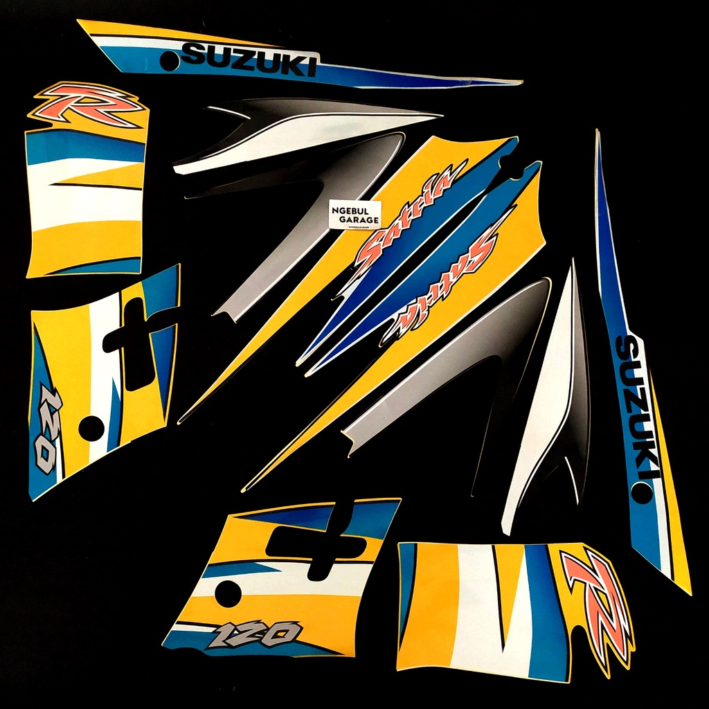 Stiker SatriaHiu Kuning Putih Striping SUZUKI KUNING BIRU SILVER HITAM
