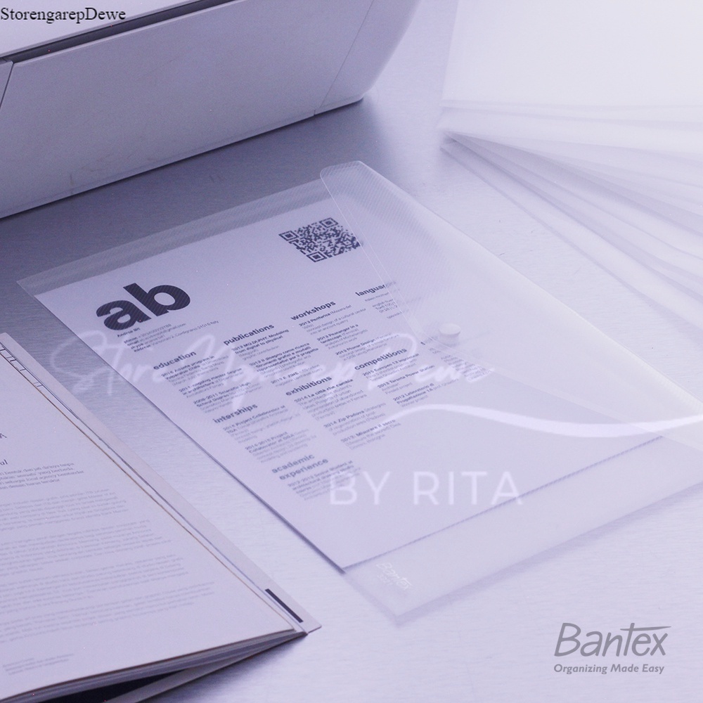 

Map Kancing Plastik Bantex Folio F4 Trendy Button Bag Landscape 3221 08G Transparent real barang original bantex