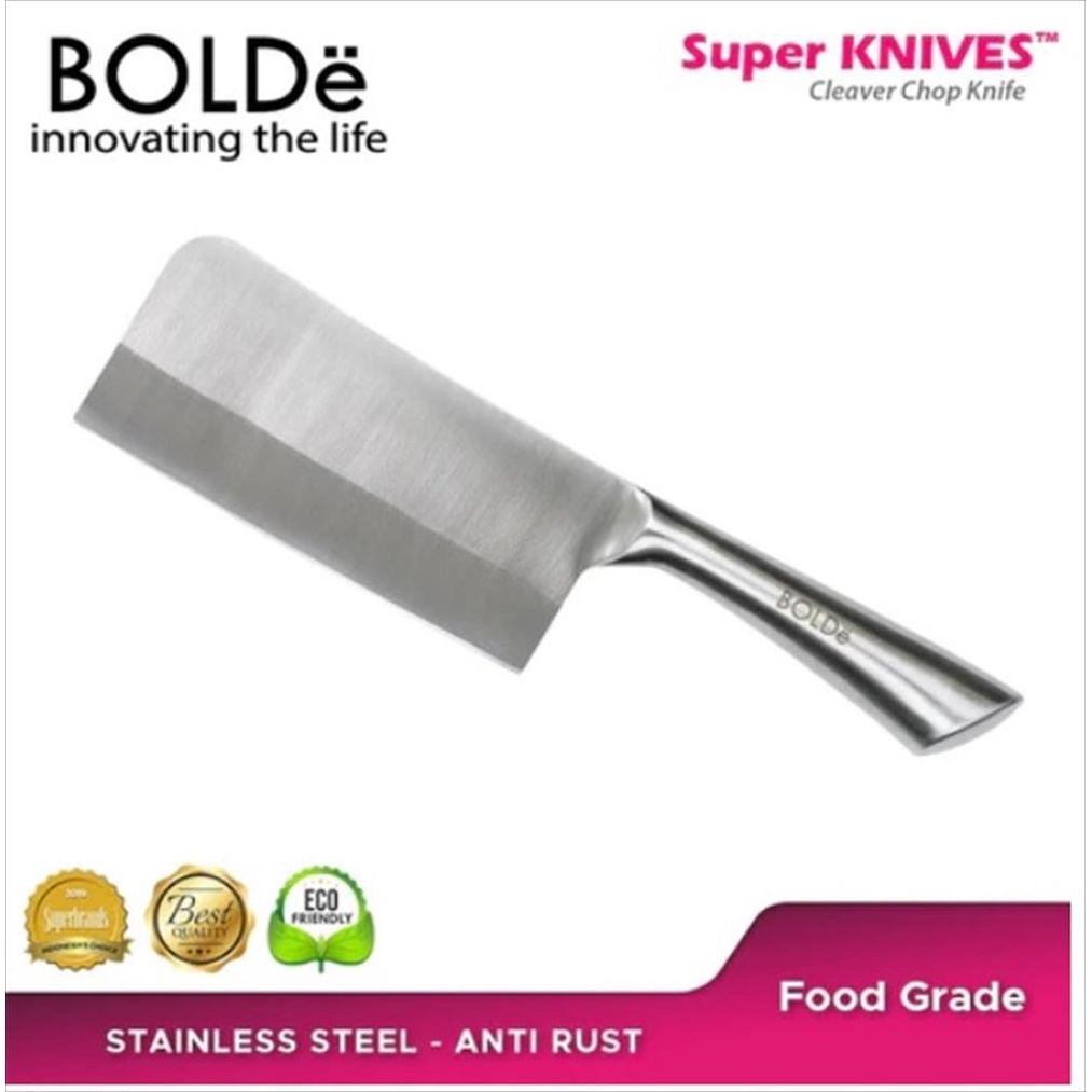 BOLDe Super Knives Titanium Cleaver Chop Butcher Knife - Pisau Daging Besar Stainless Steel