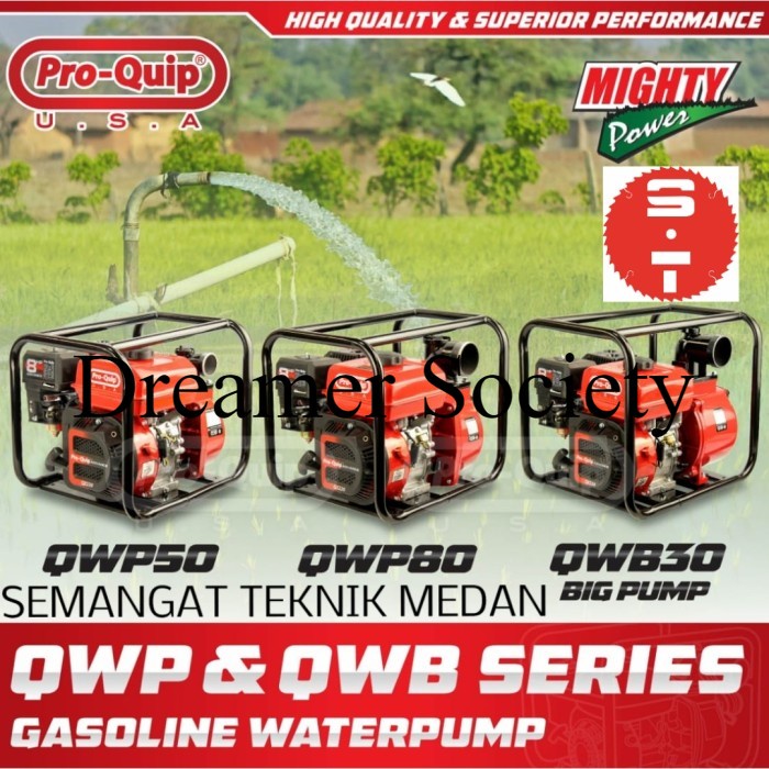 Berkualitas QWP80 MESIN BENSIN POMPA AIR HISAP WATER PUMP 3" 3 INCH PROQUIP QWP 80 SWY608