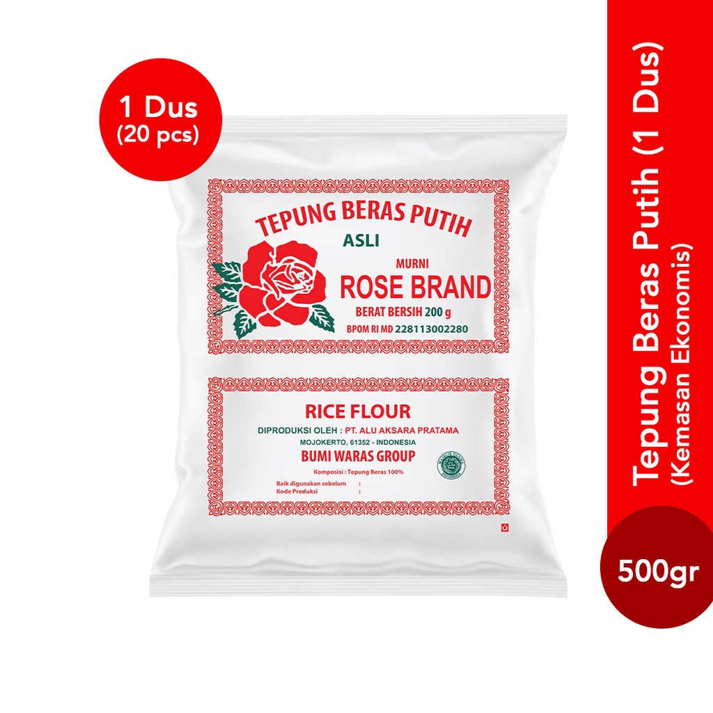 

Tepung Beras Rose Brand (1 Dus) 500 GRAM X 20