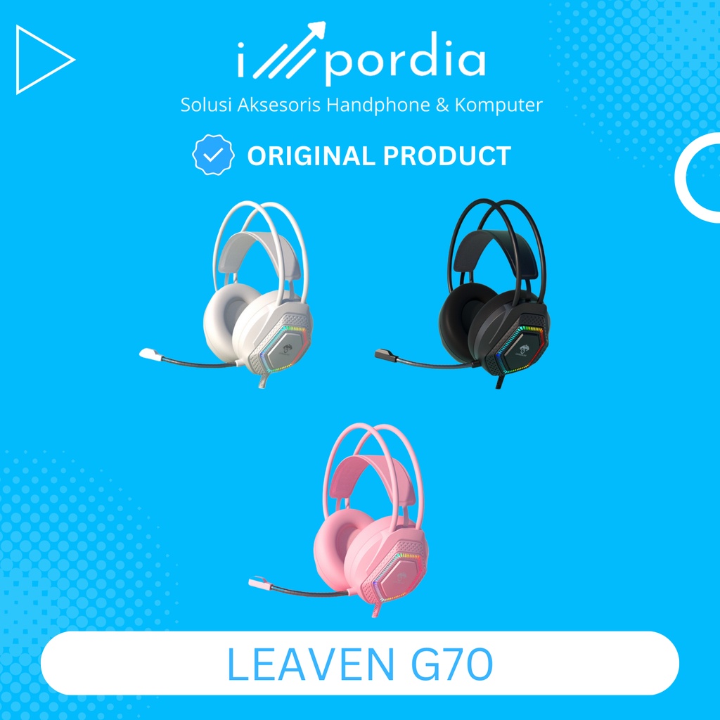 Leaven Headphone Gaming G70 RGB Lights - Hitam