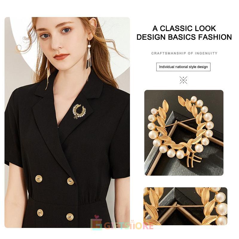 ✨COD Gaya Baru Pin Alloy Mutiara Gandum Telinga Malaikat Bros Fashion Aksesoris Unik Jilbab Aksesori