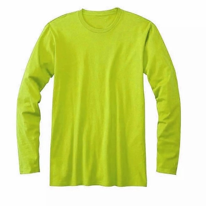 Kaos Polos Pria/Wanita 24's Lengan Panjang - Hijau Stabilo - HIJAU Stabilo, M Terbaru