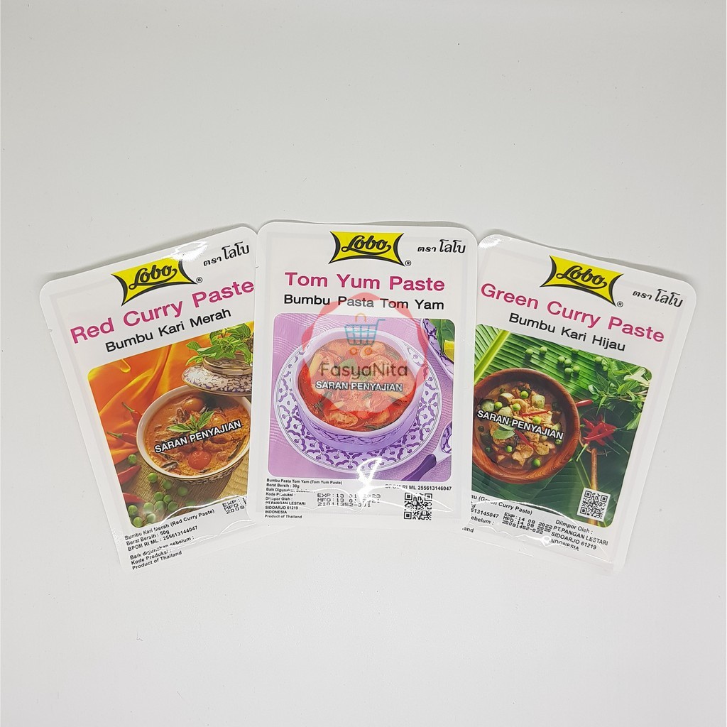 

LOBO TOM YUM PASTE 30gr | GREEN & RED CURRY PASTE 50gr | BUMBU PASTA TOMYUM YAM | KARI HIJAU MERAH