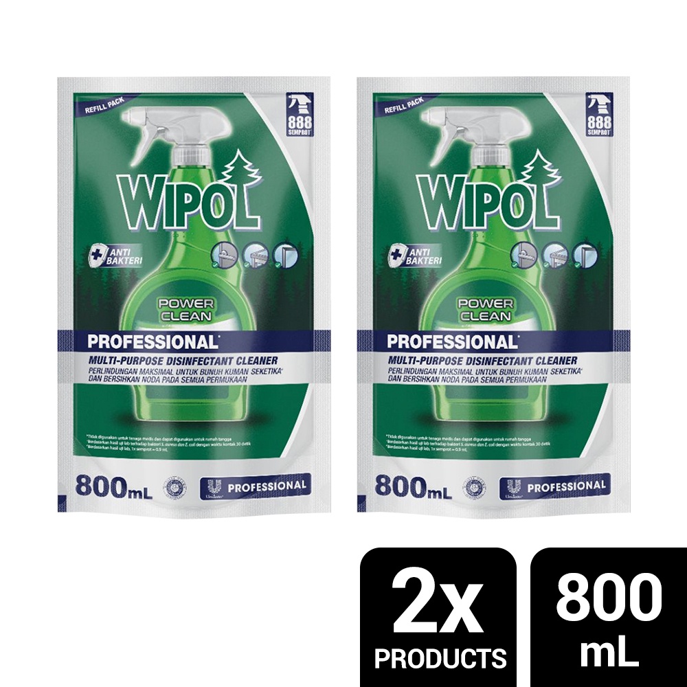 Wipol Professional Multipurpose Disinfektan Cleaner 800 ML Pouch x 2
