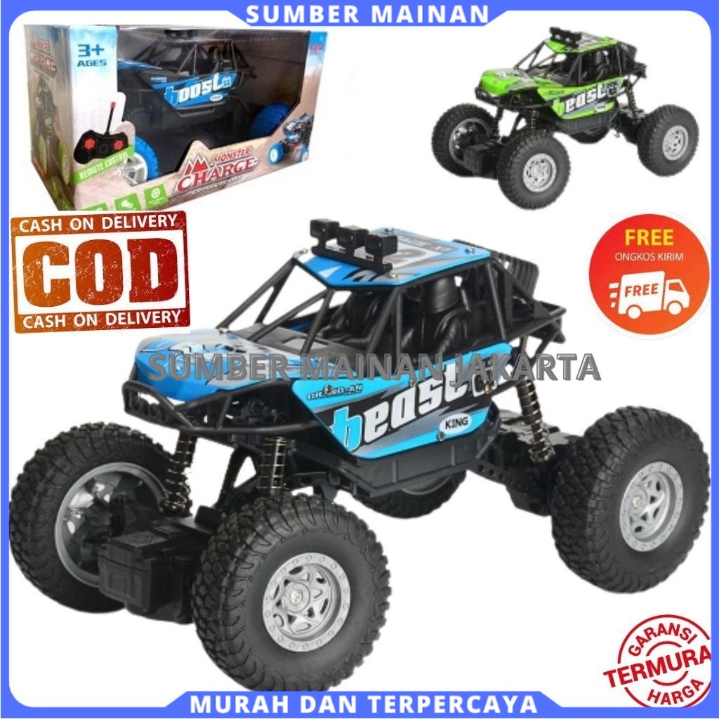 MAINAN ANAK MOBIL REMOTE CONTROL OFFROAD BAN KARET RC CAR JEEP ROCK CRAWLER BOOST MONSTER