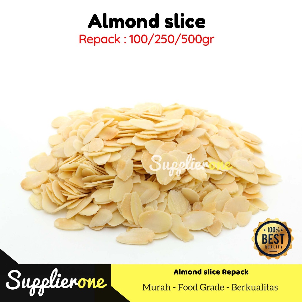 

Kacang Almond Slice Mentah / Iris Premium Quality Import Australia , 500GR, 250GR, 100GR