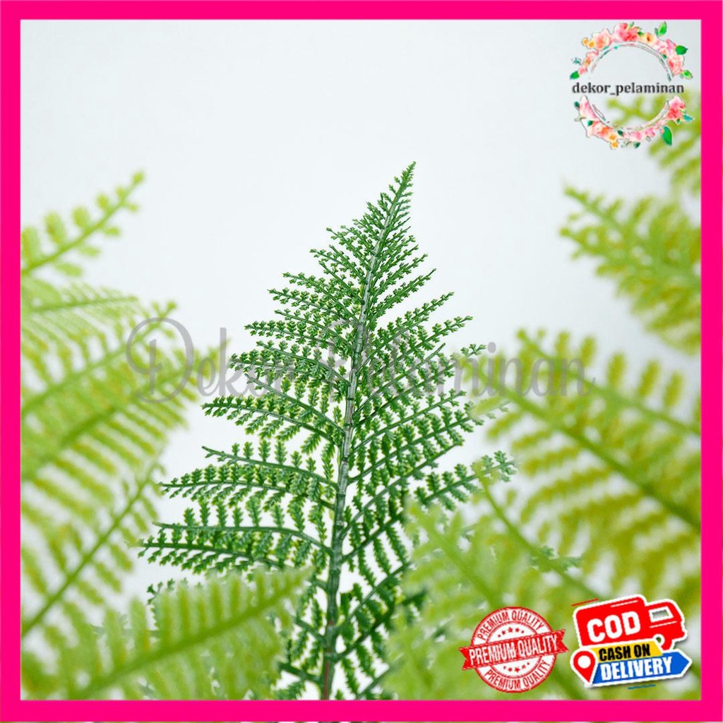 Lionmarket Daun Pakis Boston Gelombang Palem Duri Artificial Cabang 9 Tanaman Daun Hias Palsu