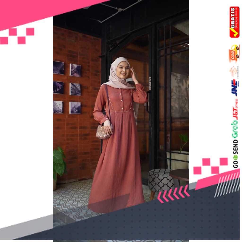 BAJU GAMIS MODEL BARU TERMURAH STYLE TRENDY /Gamis Elsiete Dayana dress_Lct296