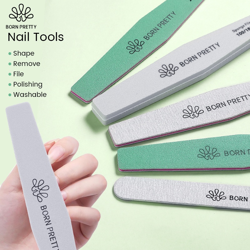 Born PRETTY 1PCS Kikir Kuku 100 /180 /240/320Pasir Amplas Grit Sekali Pakai Penghilang Kutikula Buffer Manicure Tool Set