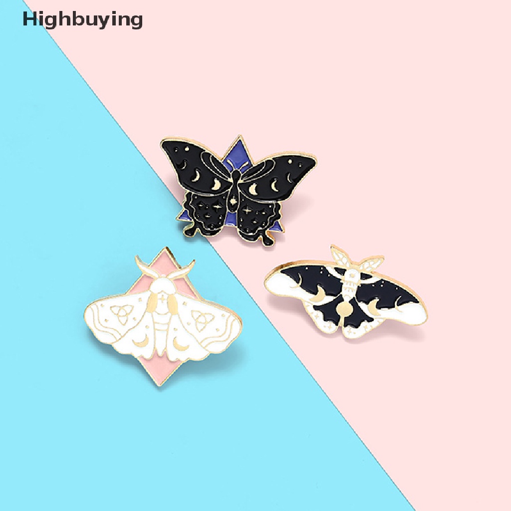 Hbid 3Pcs Pin Enamel Kupu-Kupu Ngengat Fase Bros Tas Pakaian Lapel Pin Lencana Hadiah Glory