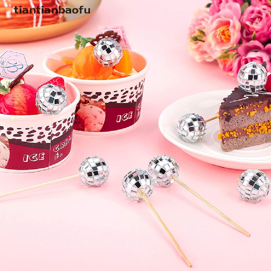 [tiantianbaofu] 12 Pcs Bola Disko Hiasan Kue Bola Disko Cupcake Toppers Perlengkapan Pesta Butik