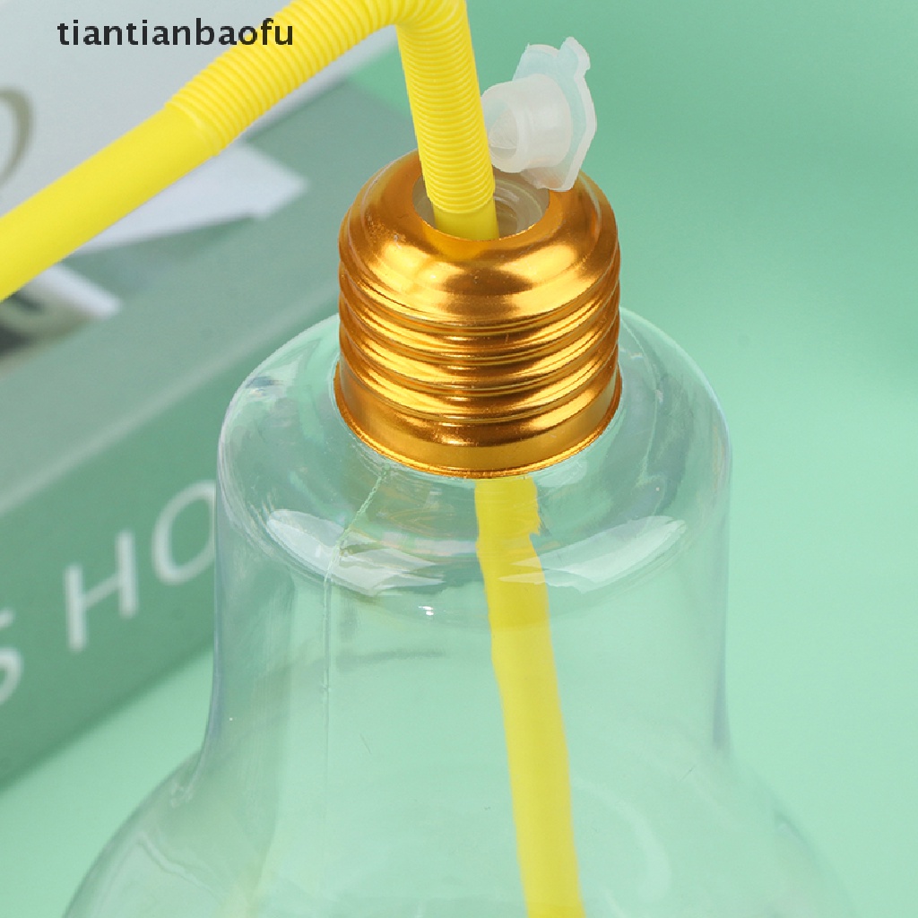 [tiantianbaofu] 200to500ml Clear Artificial Light Bulb Shaped Bottle Dapat Memancarkan Cahaya Minuman Cangkir Butik