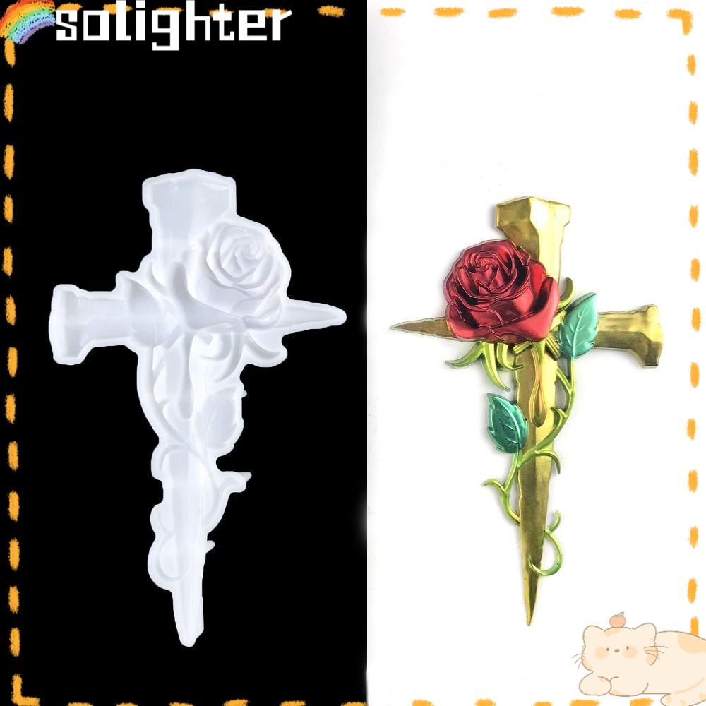 Solighter Cross Rose Cetakan Silikon Handmade Kristal Epoxy Dekorasi Dinding Casting Mold