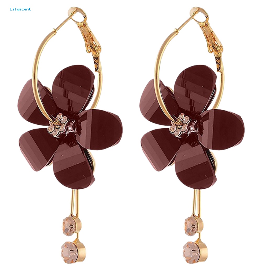 Lilyscent 1pasang Anting Menjuntai Elegan Untuk Perjamuan Wanita Anting Menjuntai Kelopak Fashionable