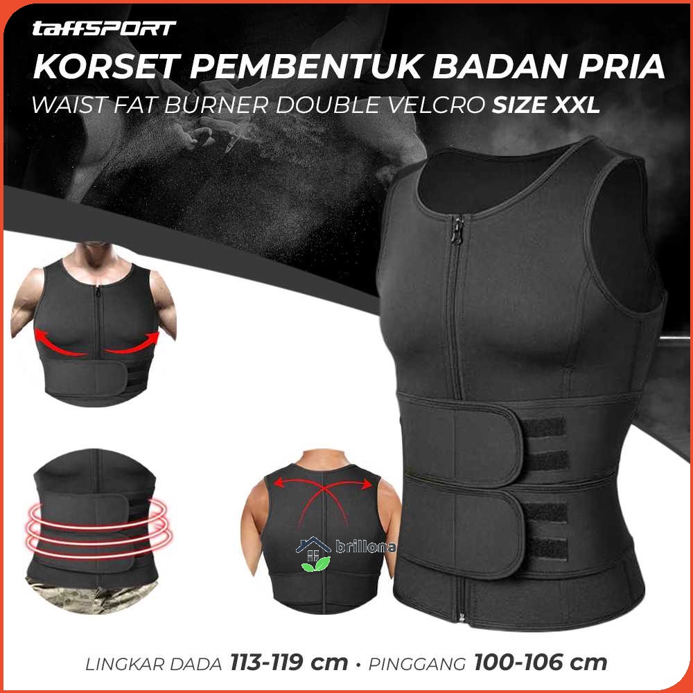 TaffSPORT Korset Pembentuk Badan Pria Waist Fat Burner Double Velcro - MWL10