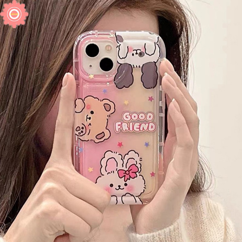 Cute Cartoon Good Friend Case For Redmi Note 11 10 8 11s 10s 9 Redmi 12C 9 10C A1 9T 9C NFC 10 10A 9A POCO F4 Lovely Rabbit Bear Soft TPU Shockproof Airbag Cover