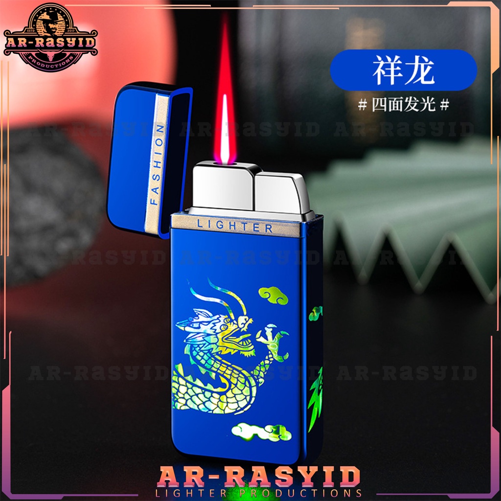 TERBARU! Korek Api Bara Gas Fashion Lighter 881 LED Motif Naga Dragon 2017 BISA COD!