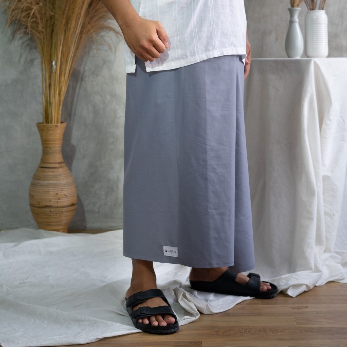 Sarung Polos Abu abu Katun Premium Umair - Nyaman Lembut Halus (P7G9) Dewasa Sajadah Sajadah Saku Sa