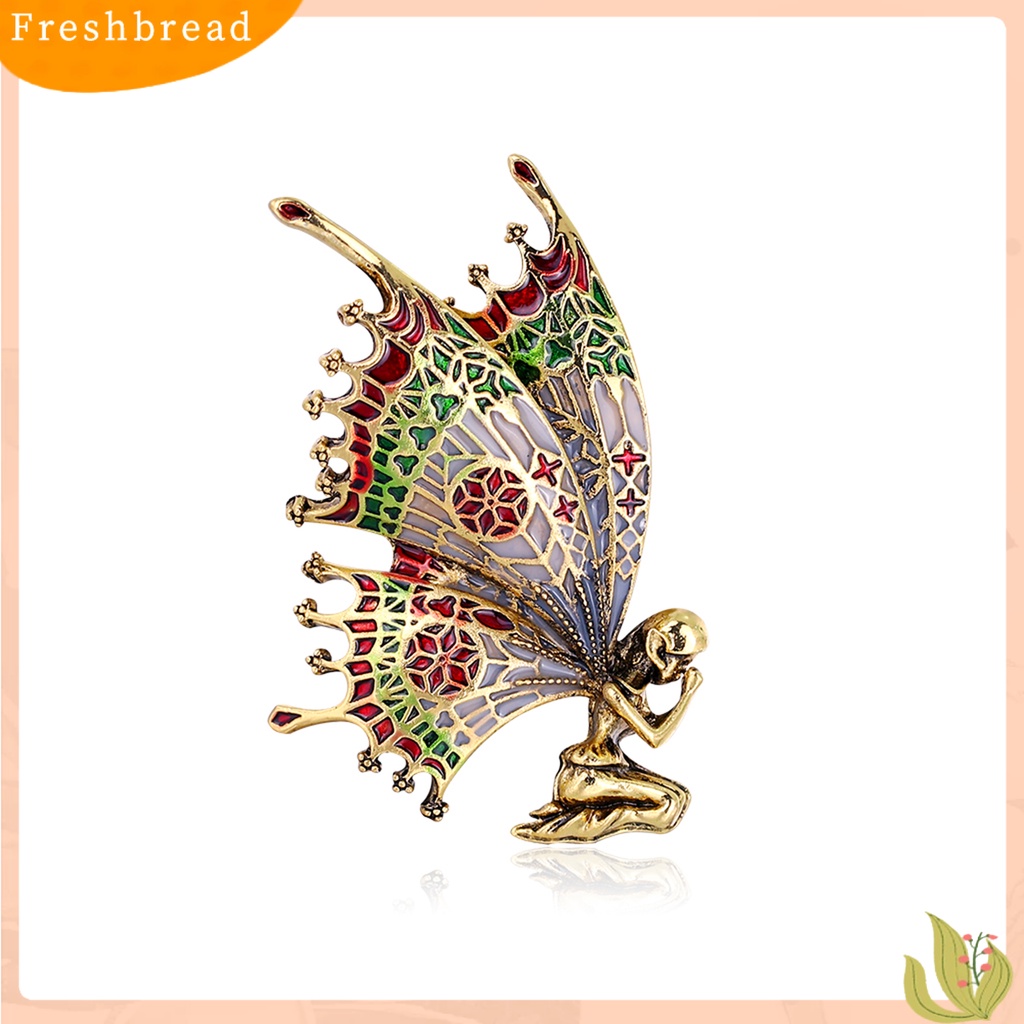 &lt; Freshbread &gt; Bros Pin Vintage Hias Alloy Butterfly Angel Brooch Pin Untuk Aksesoris Pakaian