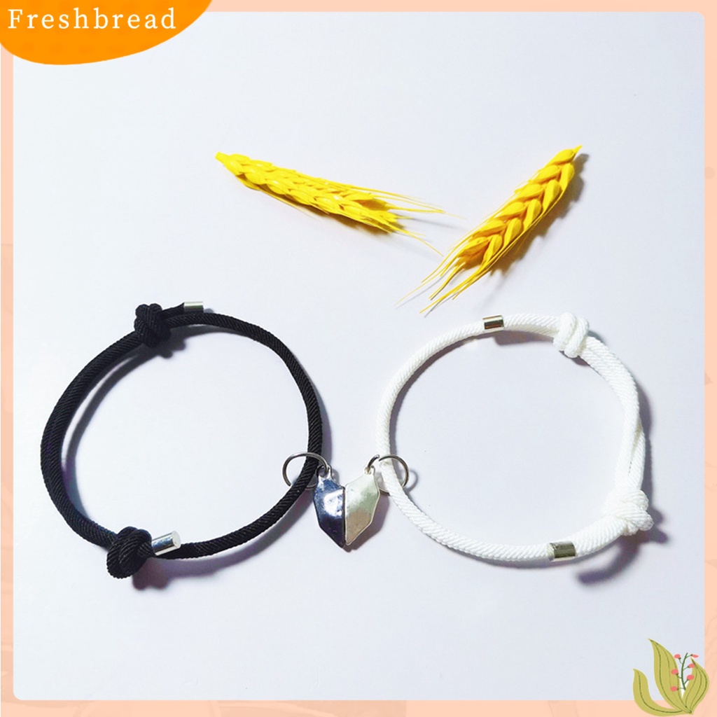 &lt; Freshbread &gt; 1pasang Gelang Couple Panjang Dapat Disesuaikan Liontin Hati Jarak-catching Attraction Bracelet Untuk Rumah