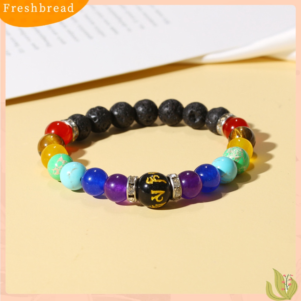 &lt; Freshbread &gt; Gelang Yoga Warna-Warni Buatan Batu Vulkanik Bentuk Geometris Handmade Eye-catching Healing Anxiety Aksesori 7gelang Batu Penyembuhan Cakra Untuk Kerja