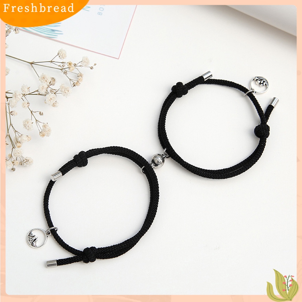 &lt; Freshbread &gt; 2Pcs ic Gelang Adjustable Pasangan Hadiah Paduan Pasangan Tali Braided Bracelet Untuk Pasangan